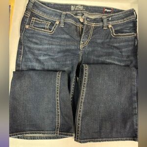 Women's Silver Aiko jeans size 32/31 low rise bootcut jeans GUC